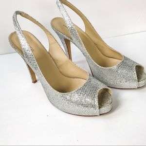 Preview Collection Silver Sparkly Slingback Pump